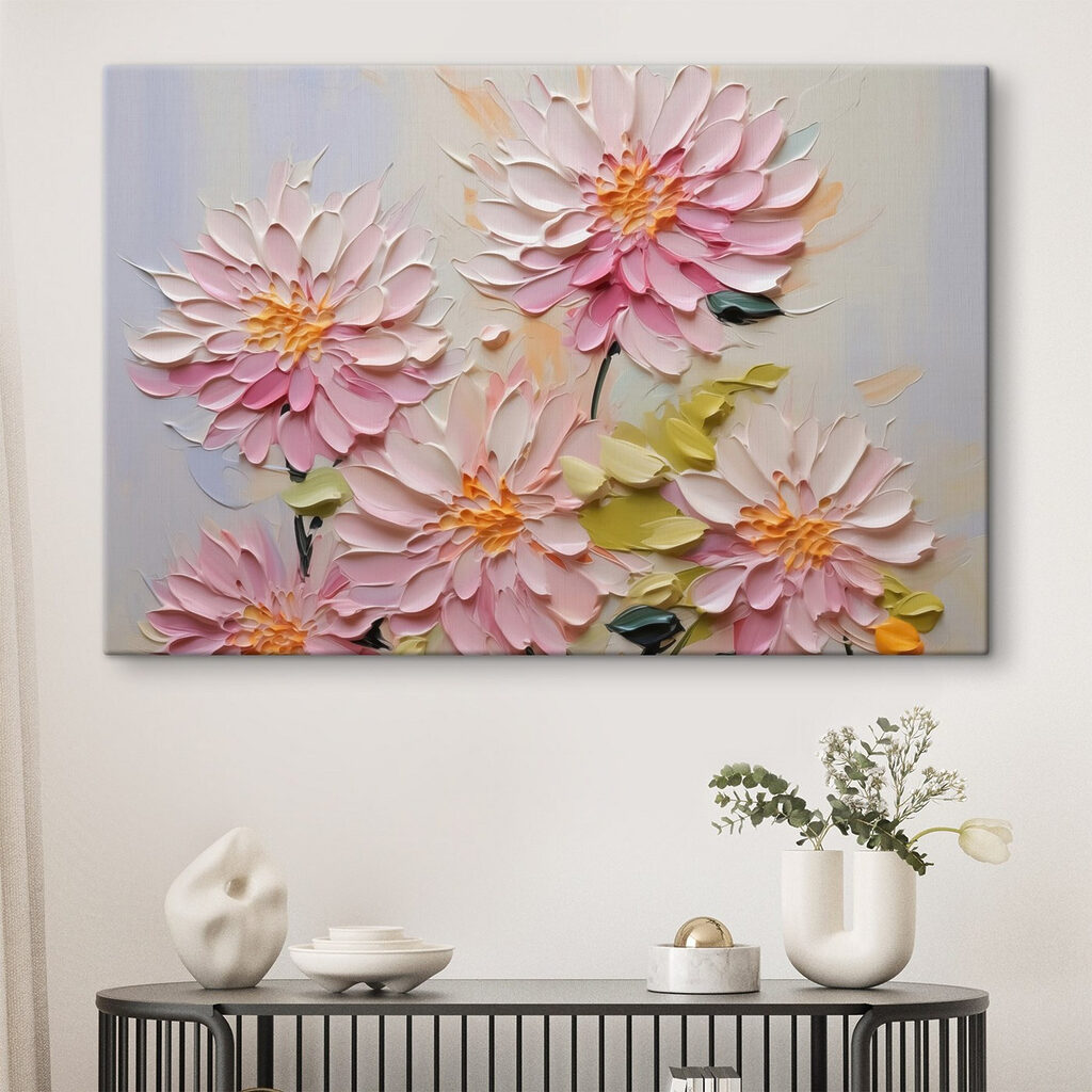 Painting of flowers on a white surface