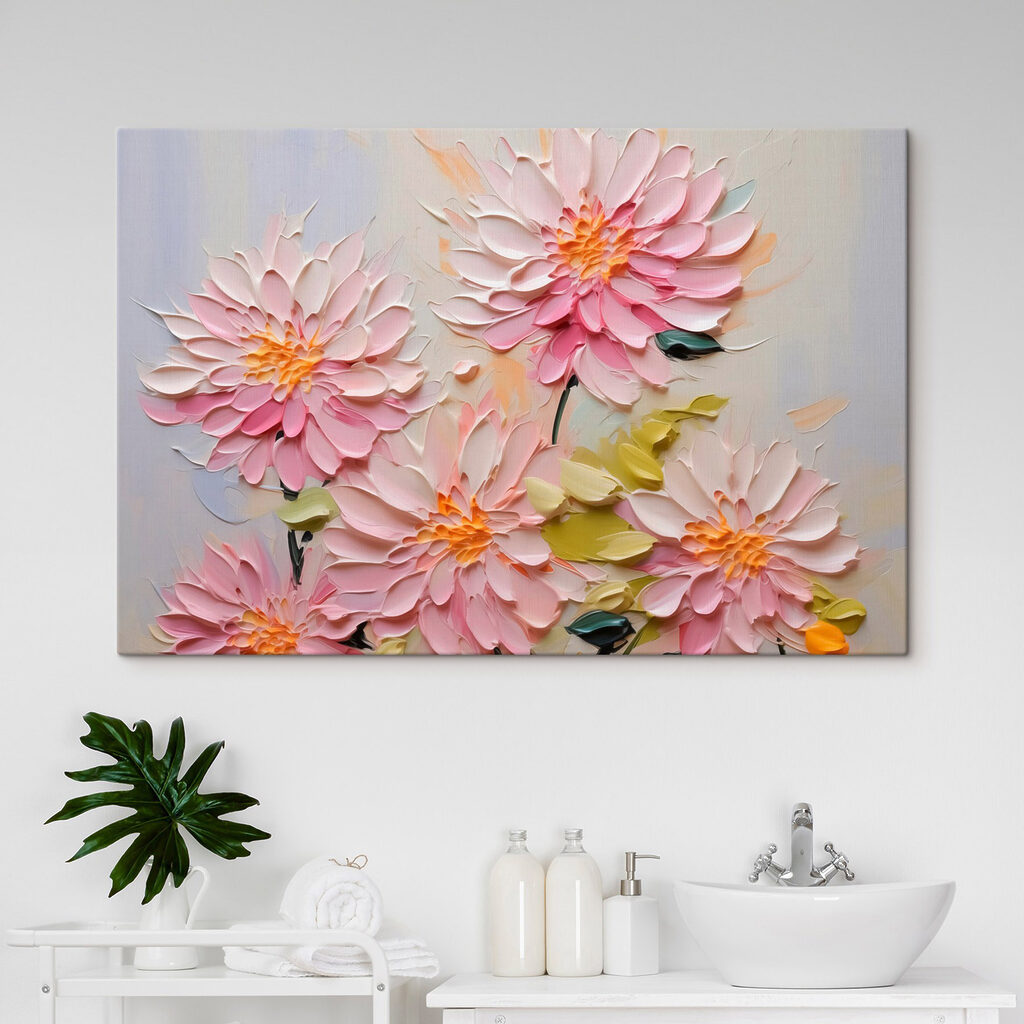 Painting of flowers on a white surface