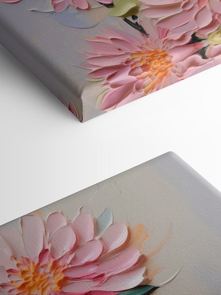 Painting of flowers on a white surface