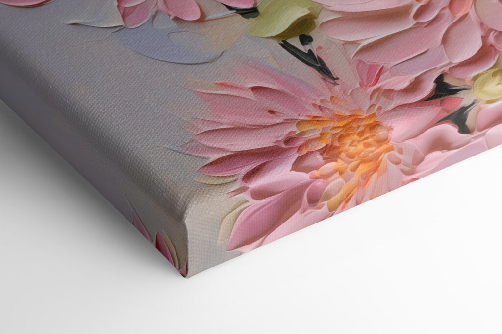 Painting of flowers on a white surface