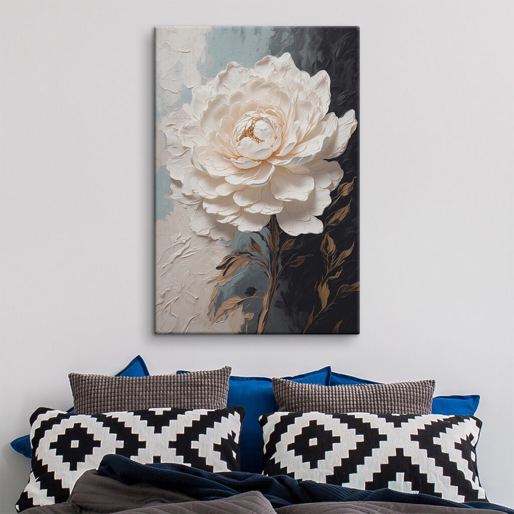 White flower with brown leaves