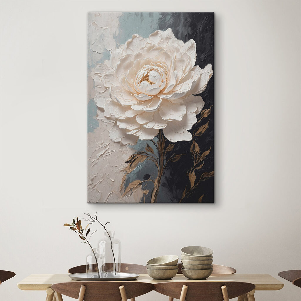 White flower with brown leaves