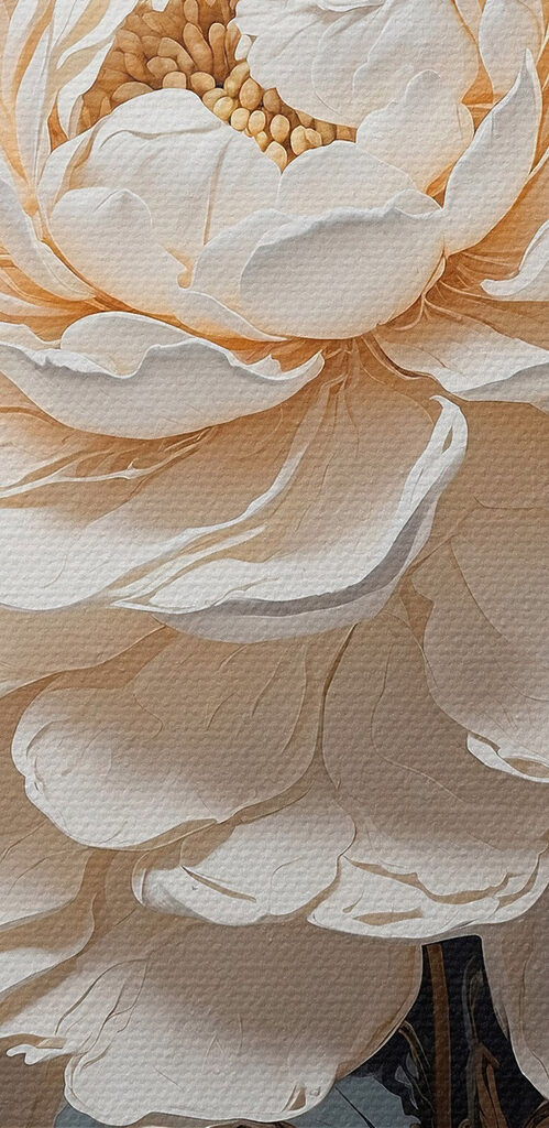 White flower with brown leaves