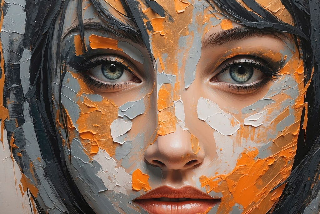 Woman with paint on her face Woman with paint on her face