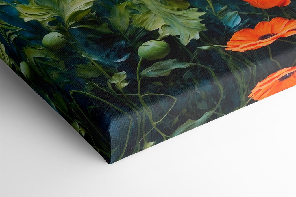 Painting of flowers on a blue background