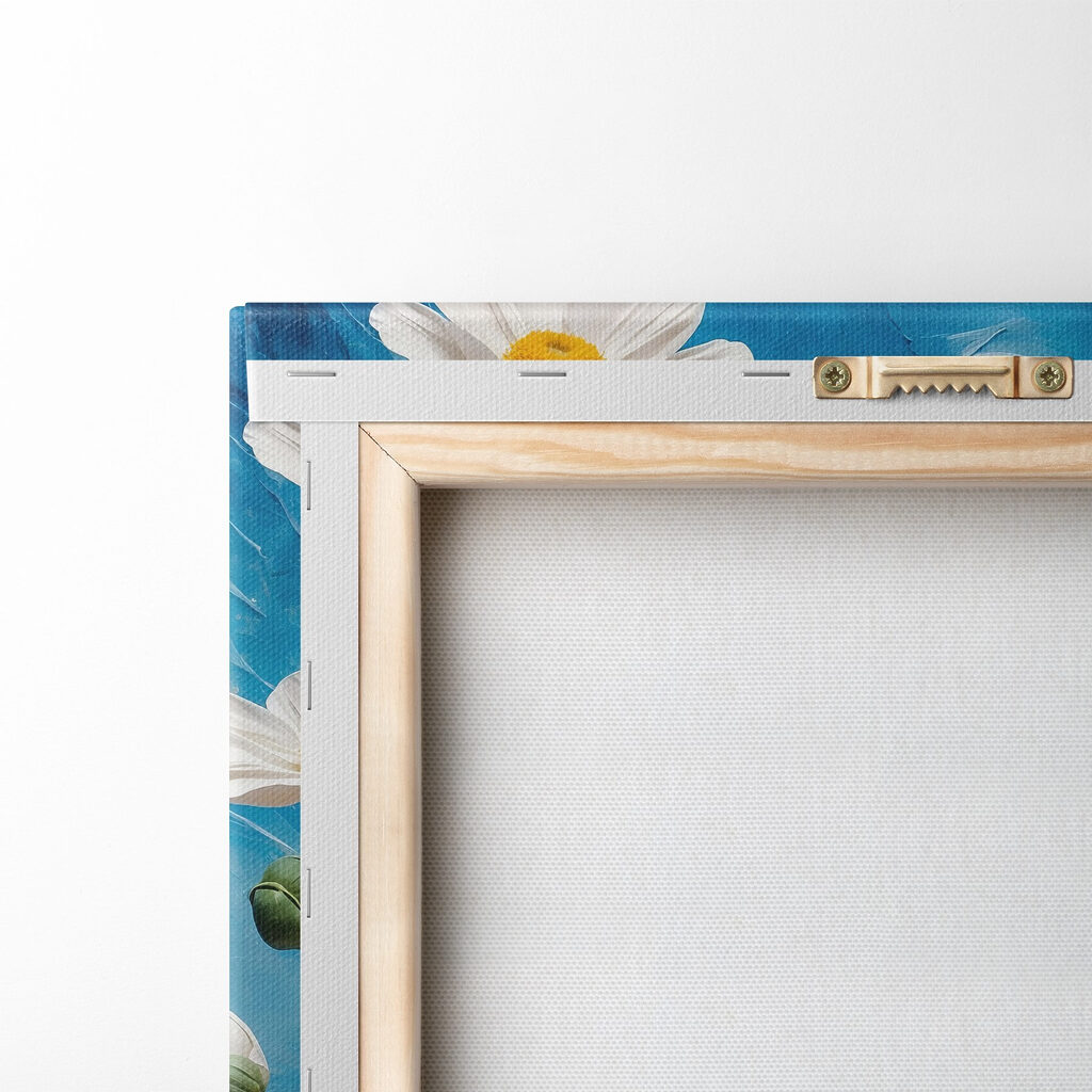 Painting of flowers on a blue background