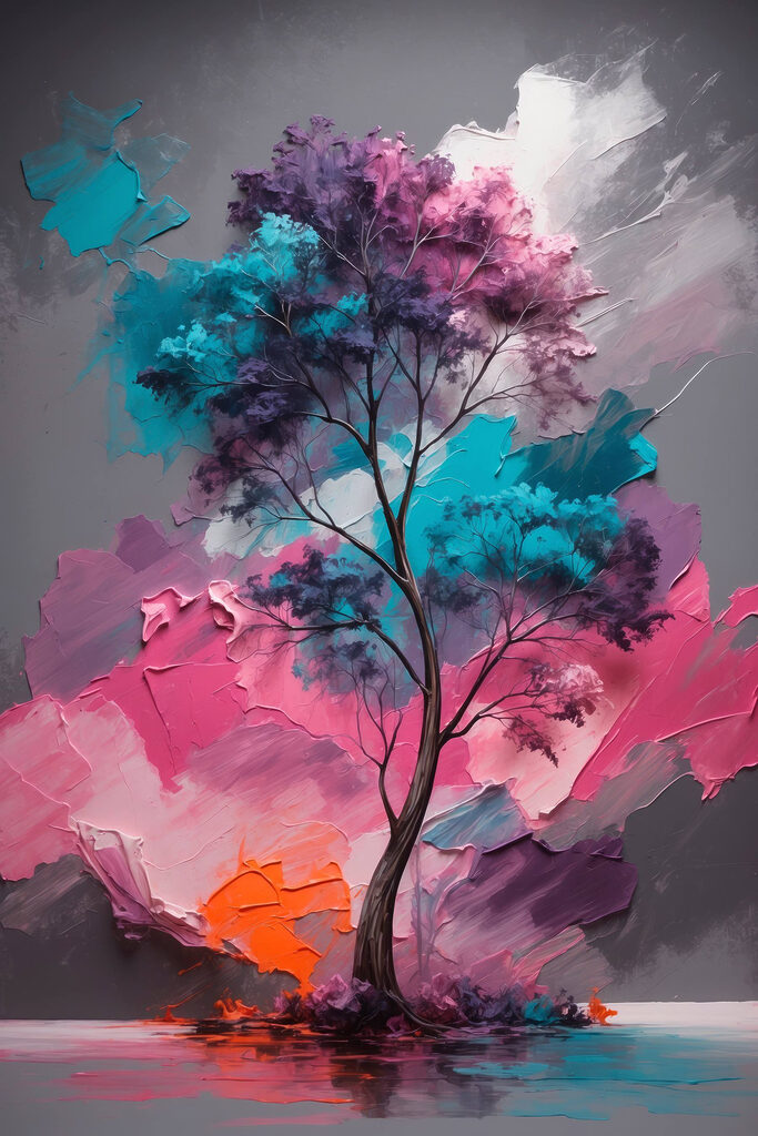 Painting of a tree with different colors Painting of a tree with different colors