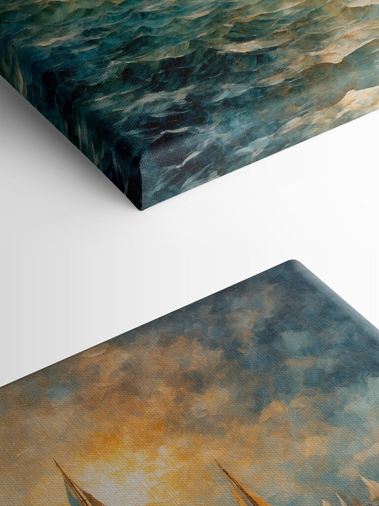 Painting of boats on the water