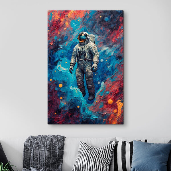 Astronaut vo vesmíre s farebným pozadím Astronaut vo vesmíre s farebným pozadím