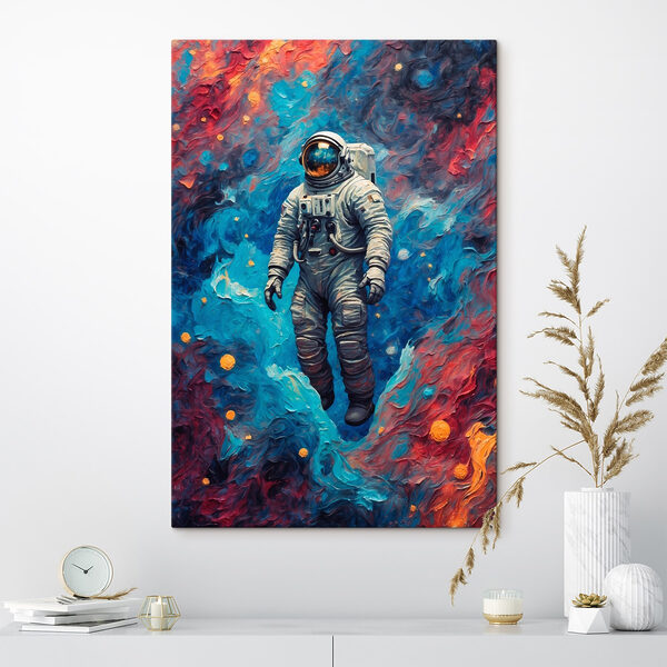 Astronaut vo vesmíre s farebným pozadím Astronaut vo vesmíre s farebným pozadím