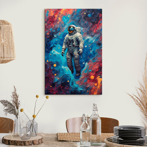 Astronaut vo vesmíre s farebným pozadím Astronaut vo vesmíre s farebným pozadím