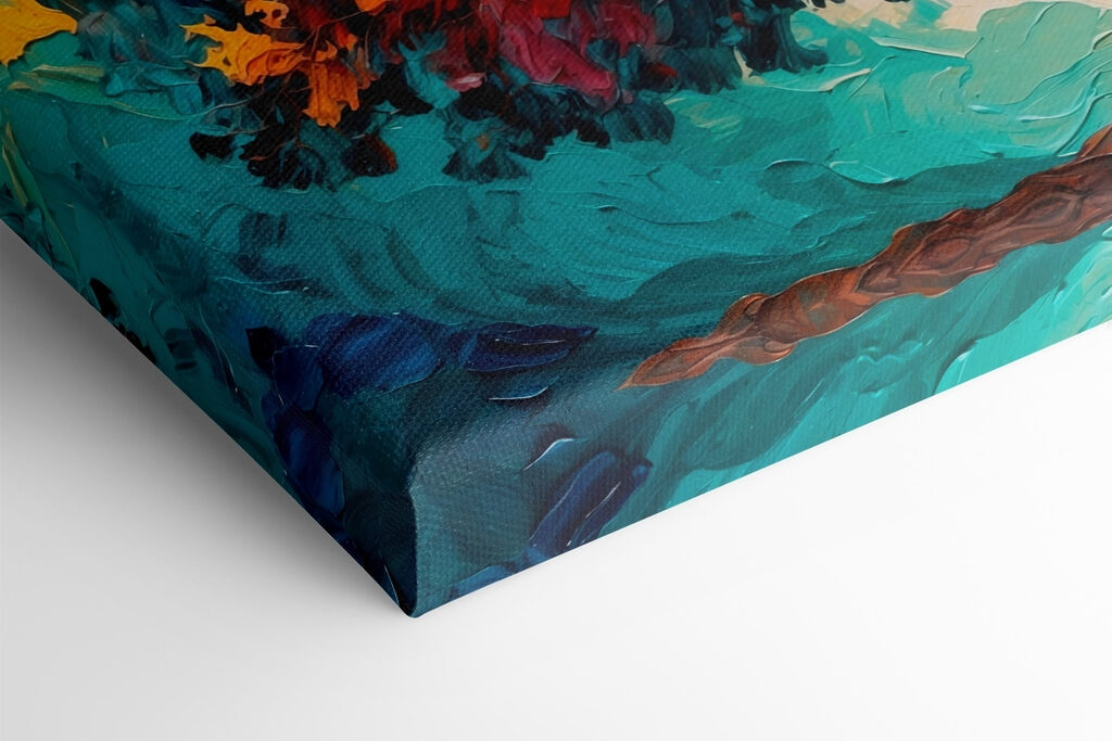 Painting of a tree with colorful leaves Painting of a tree with colorful leaves