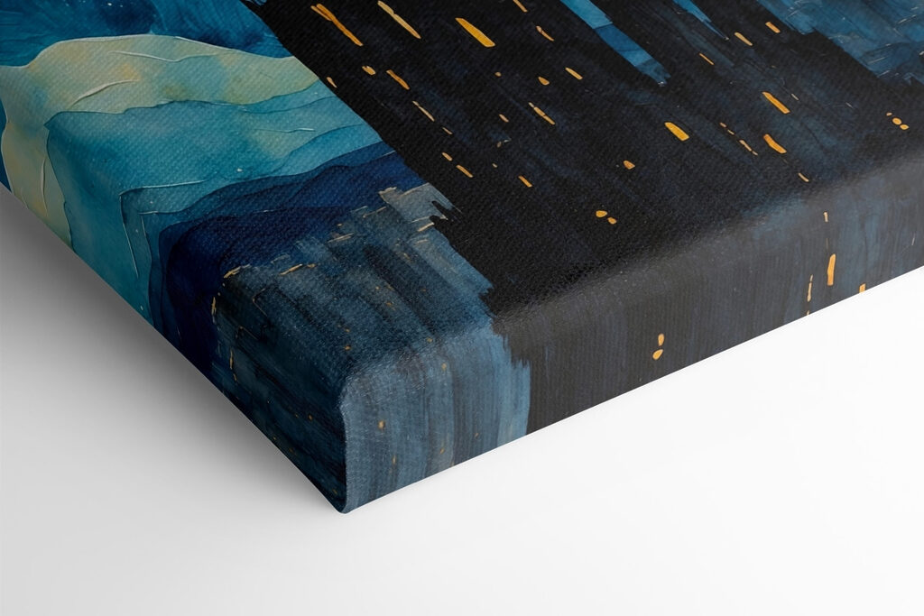 Watercolor of a city at night