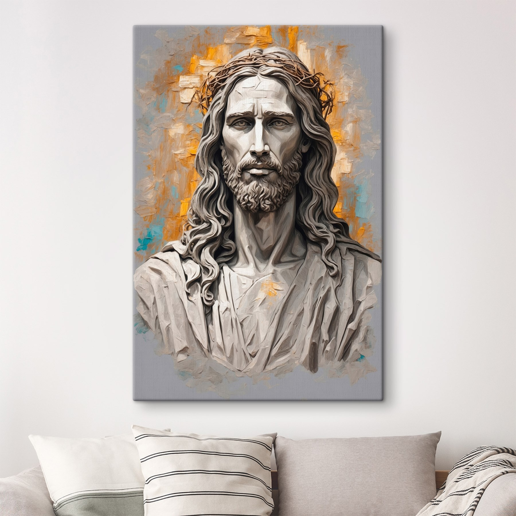 Statue of a man with a crown of thorns Statue of a man with a crown of thorns