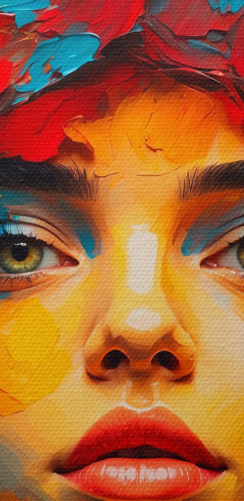 Woman with colorful flowers on her head