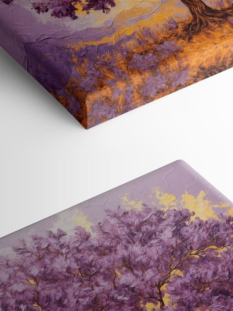 Painting of a tree with purple leaves