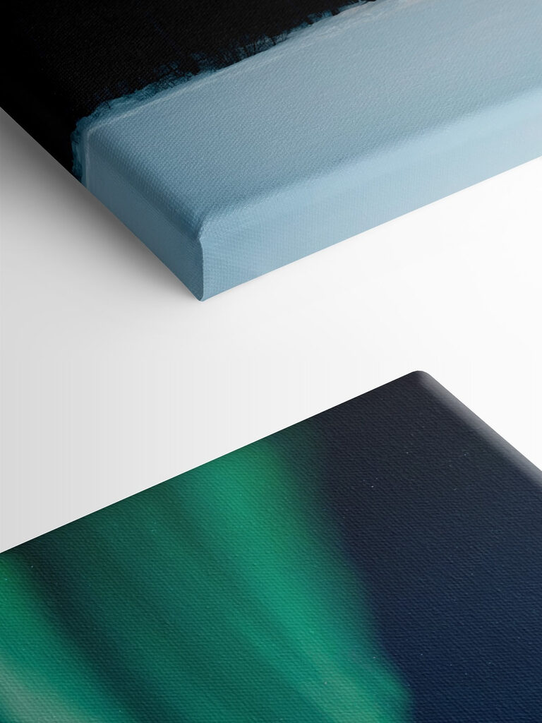 House in the snow with green lights in the sky