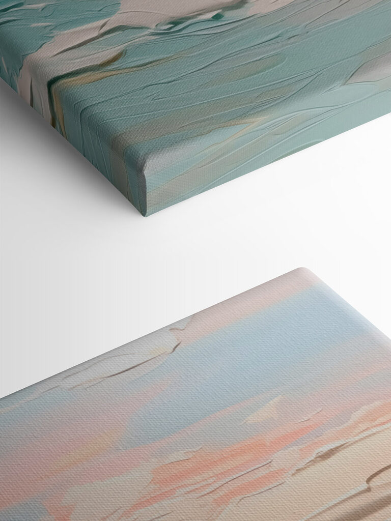 Painting of a beach and ocean Painting of a beach and ocean