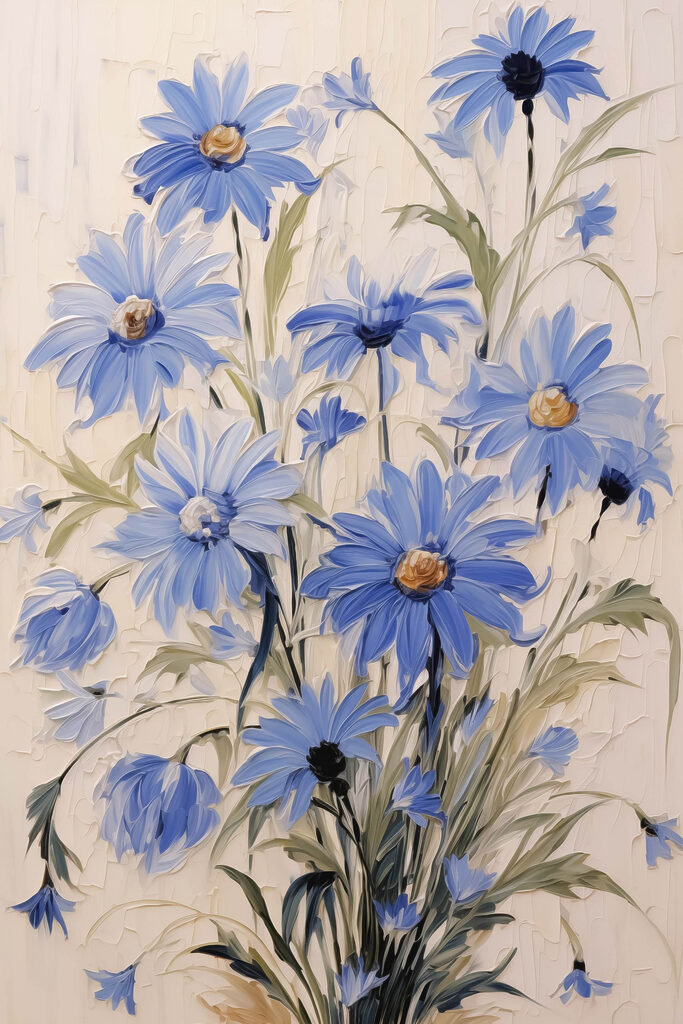 Painting of blue flowers