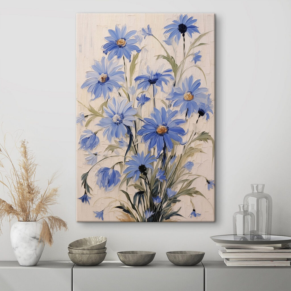Painting of blue flowers