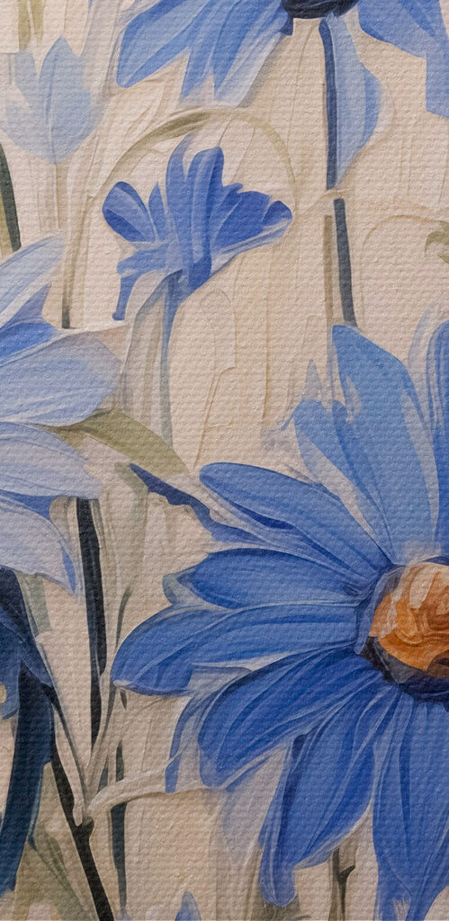 Painting of blue flowers