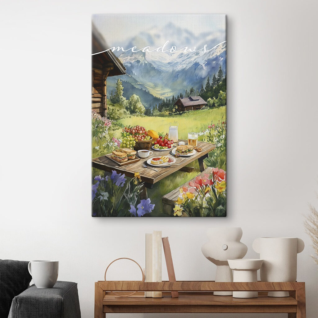 Table with food and drinks on it in front of a house Table with food and drinks on it in front of a house