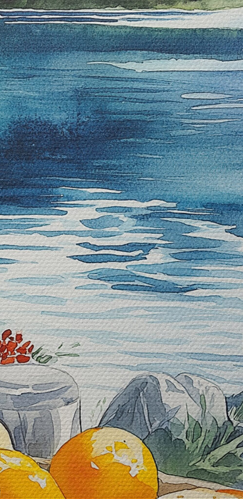 Van next to a lake Van next to a lake