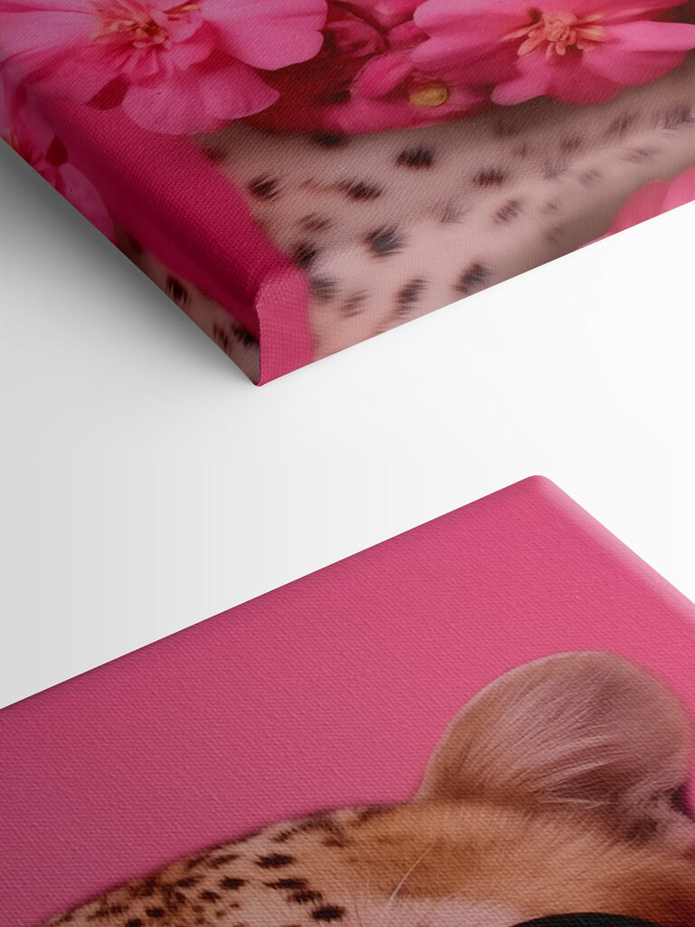 Leopard wearing glasses and a necklace of flowers Leopard wearing glasses and a necklace of flowers