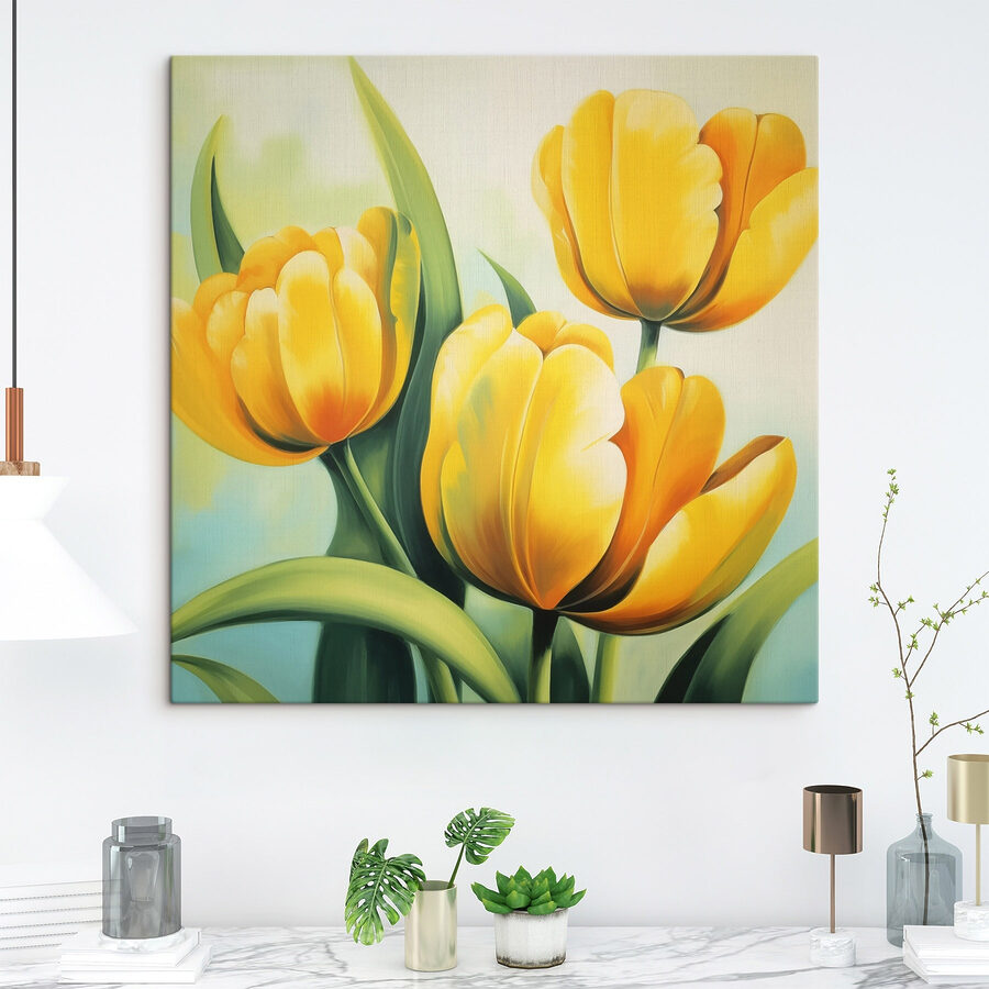 Maľovanie žltých tulipánov