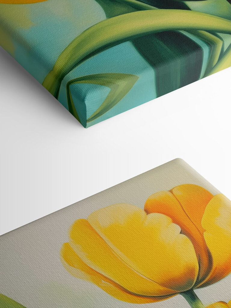 Painting of yellow tulips