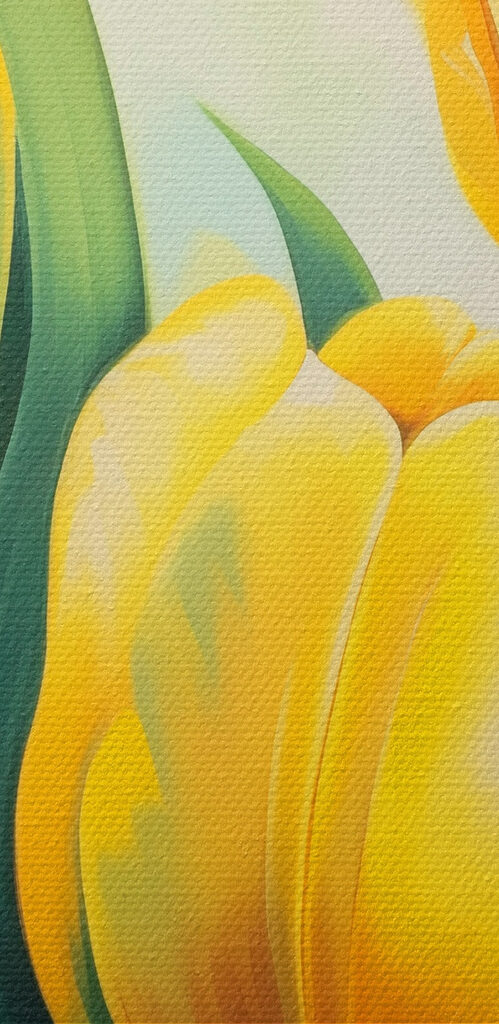 Painting of yellow tulips