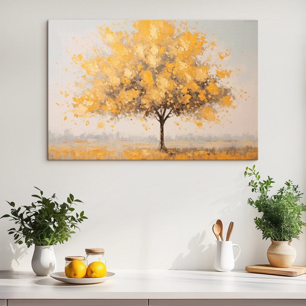 Painting of a tree with yellow leaves
