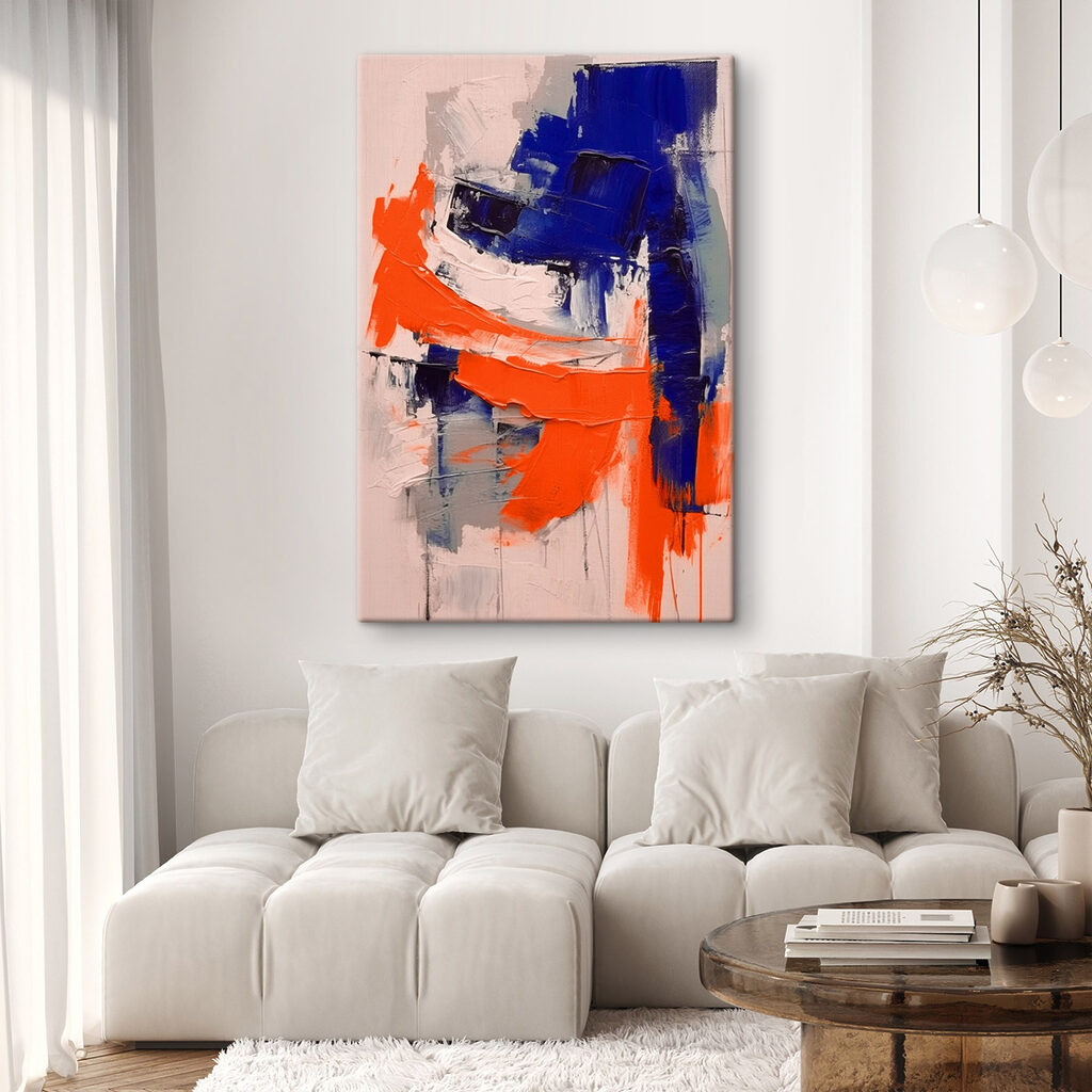 Painting of blue and orange paint Painting of blue and orange paint