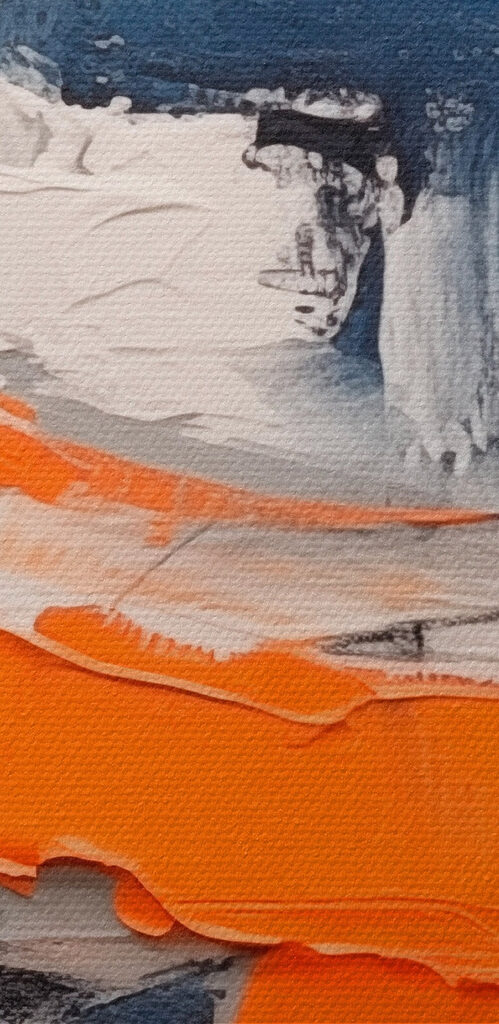 Painting of blue and orange paint Painting of blue and orange paint