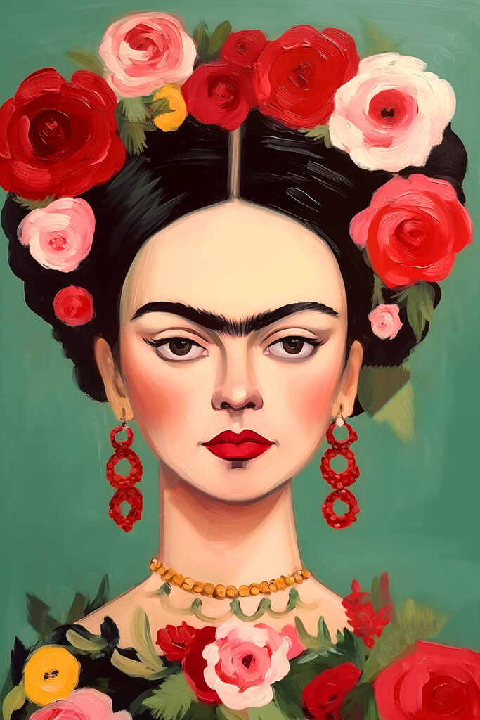 Painting of a woman with flowers in her hair Painting of a woman with flowers in her hair