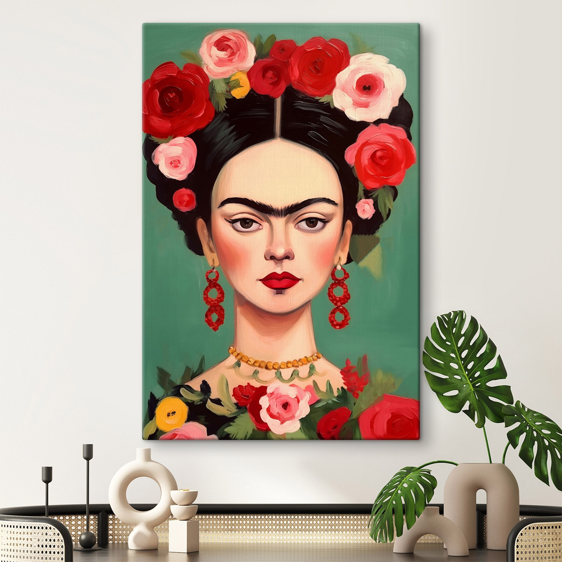 Painting of a woman with flowers in her hair Painting of a woman with flowers in her hair