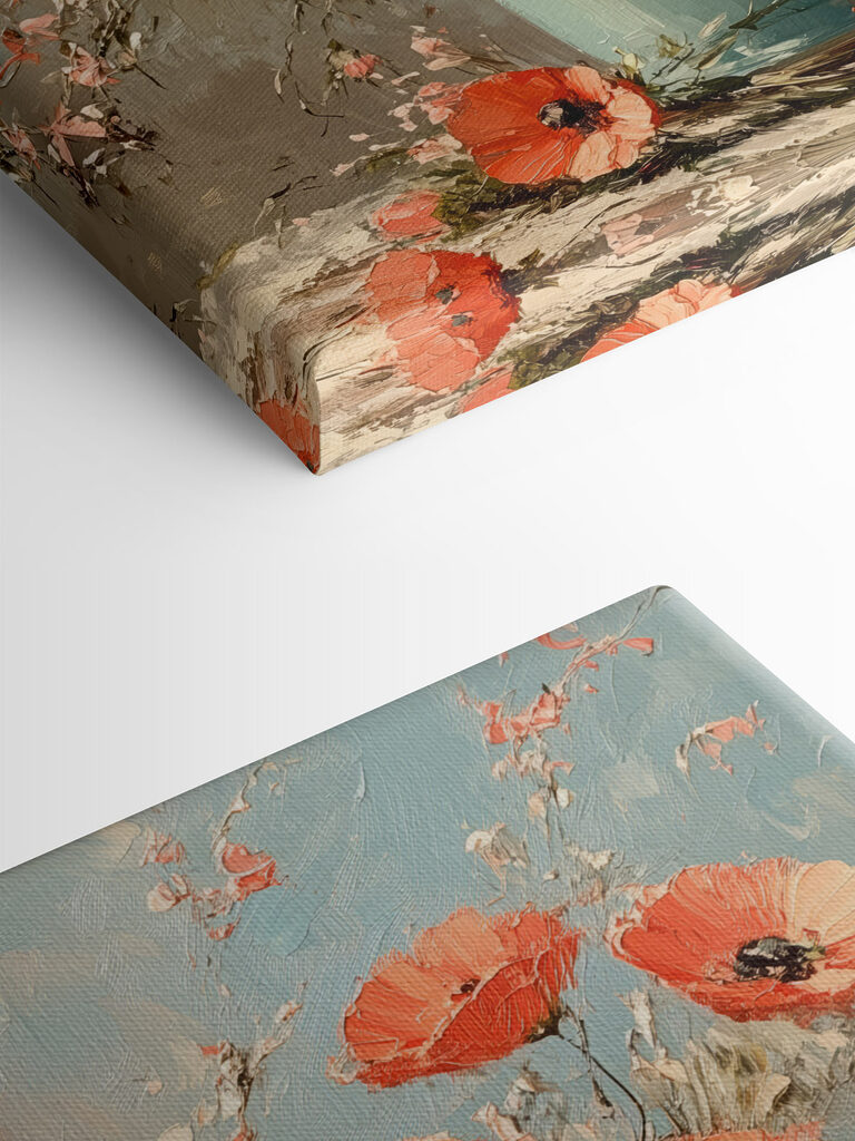 Painting of flowers in a blue vase Painting of flowers in a blue vase