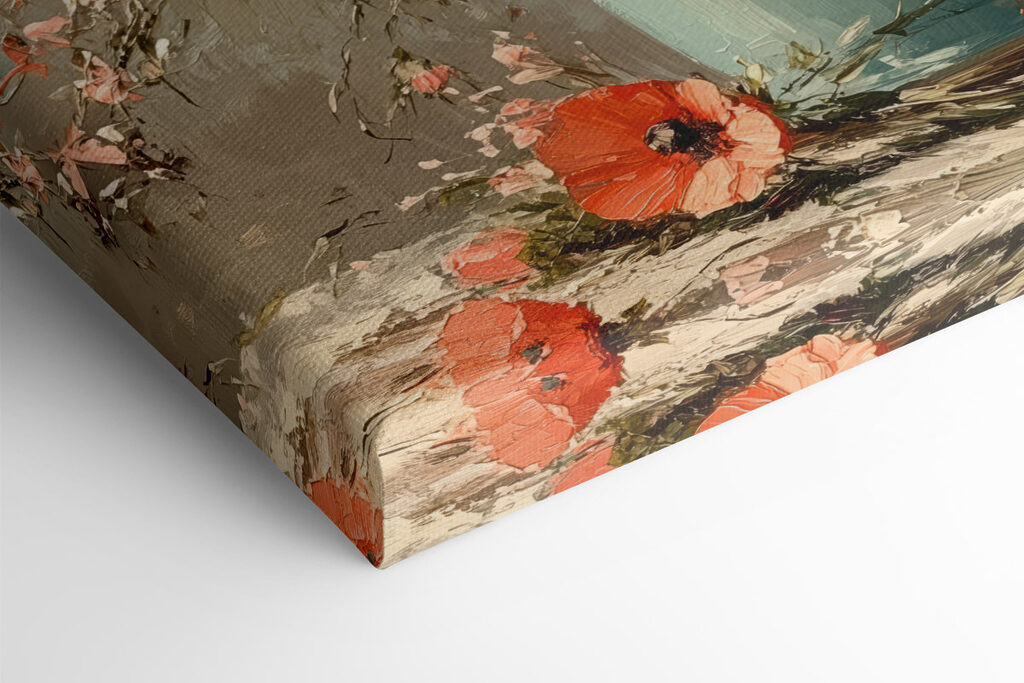 Painting of flowers in a blue vase Painting of flowers in a blue vase