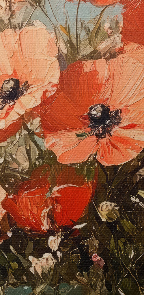 Painting of flowers in a blue vase Painting of flowers in a blue vase