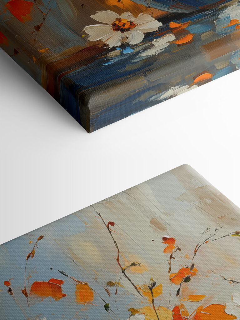 Painting of flowers in a blue vase Painting of flowers in a blue vase