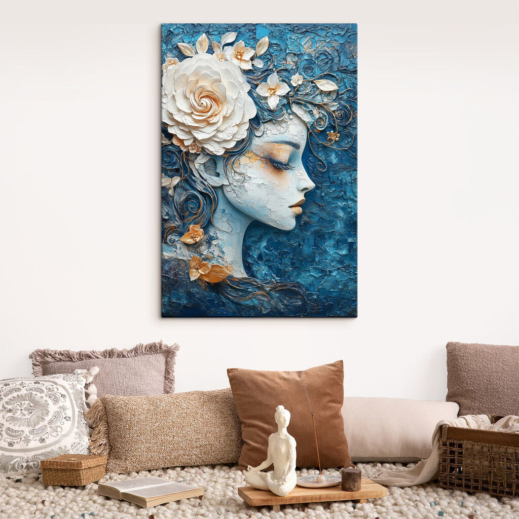 Painting of a woman with flowers in her hair Painting of a woman with flowers in her hair