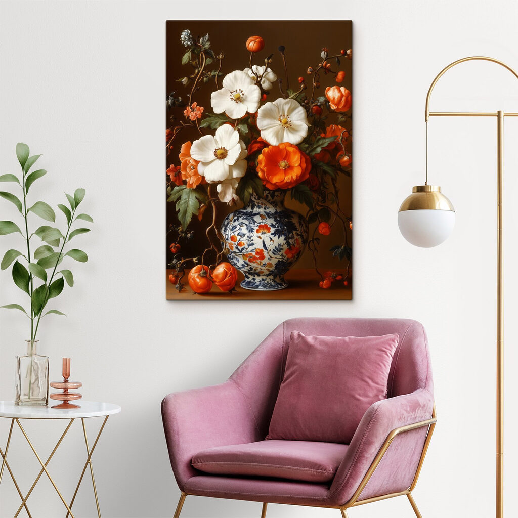 Painting of flowers in a vase