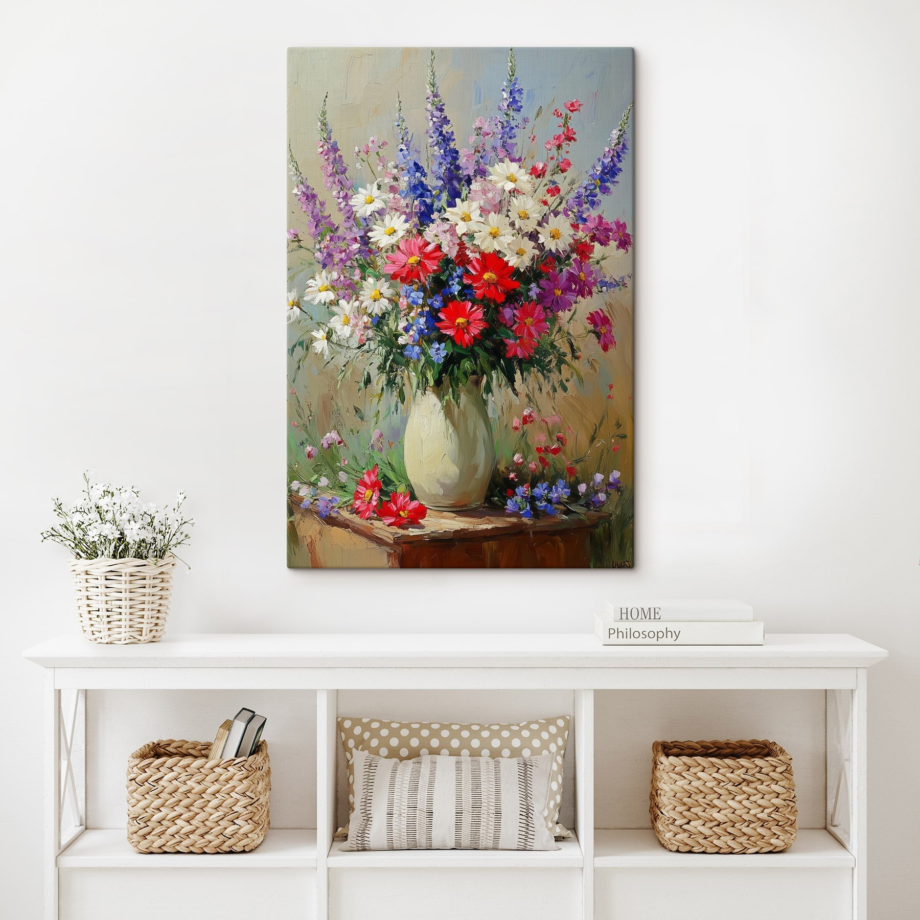 Painting of a vase of flowers Painting of a vase of flowers