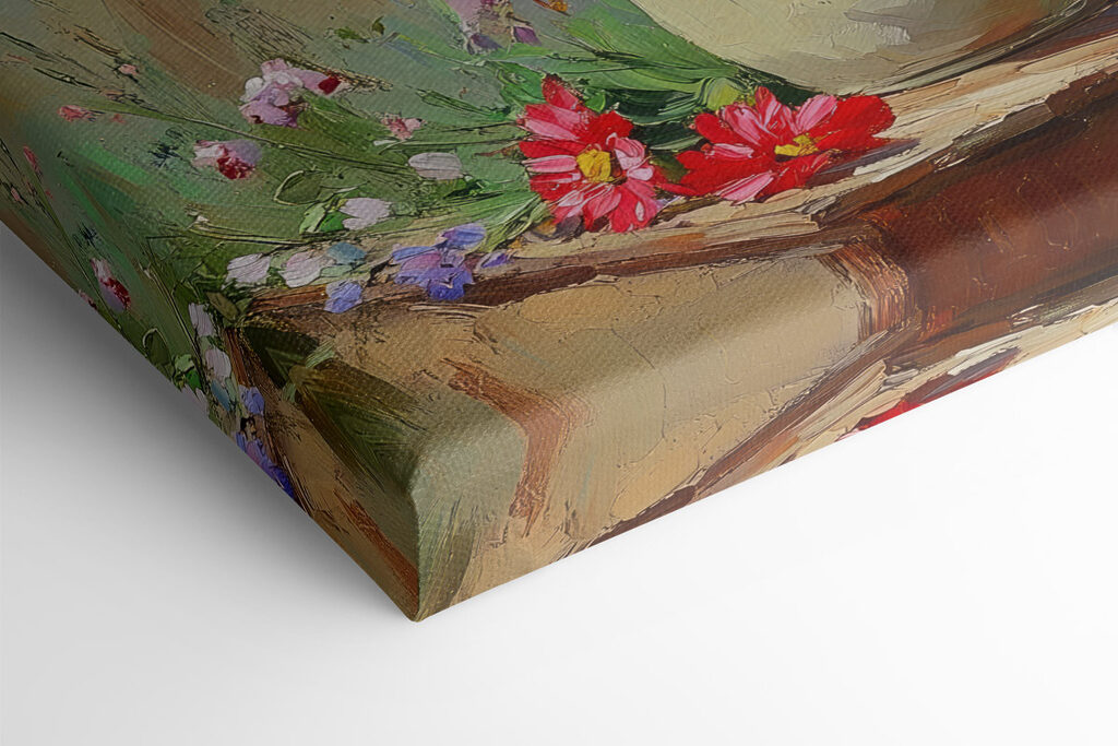 Painting of a vase of flowers Painting of a vase of flowers