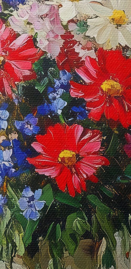 Painting of a vase of flowers Painting of a vase of flowers