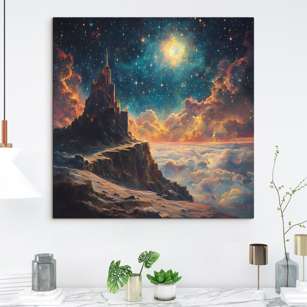 Mountain with a tower in the sky Mountain with a tower in the sky