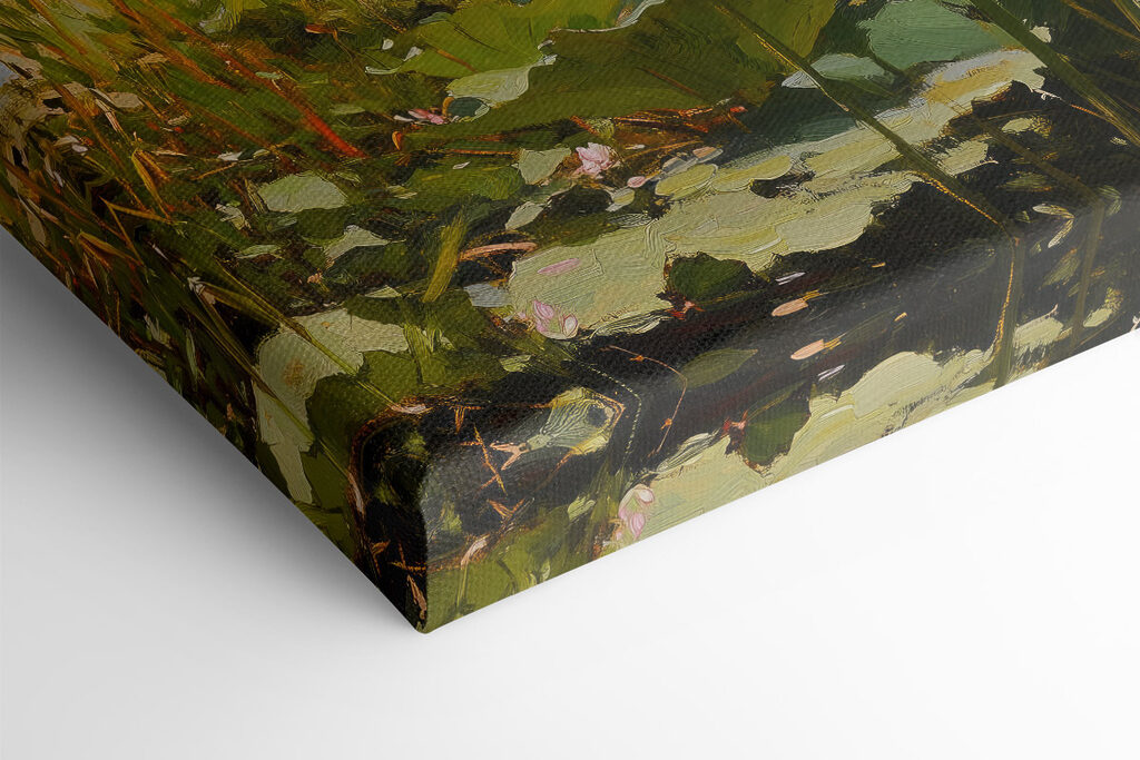 Pink flowers on a lake