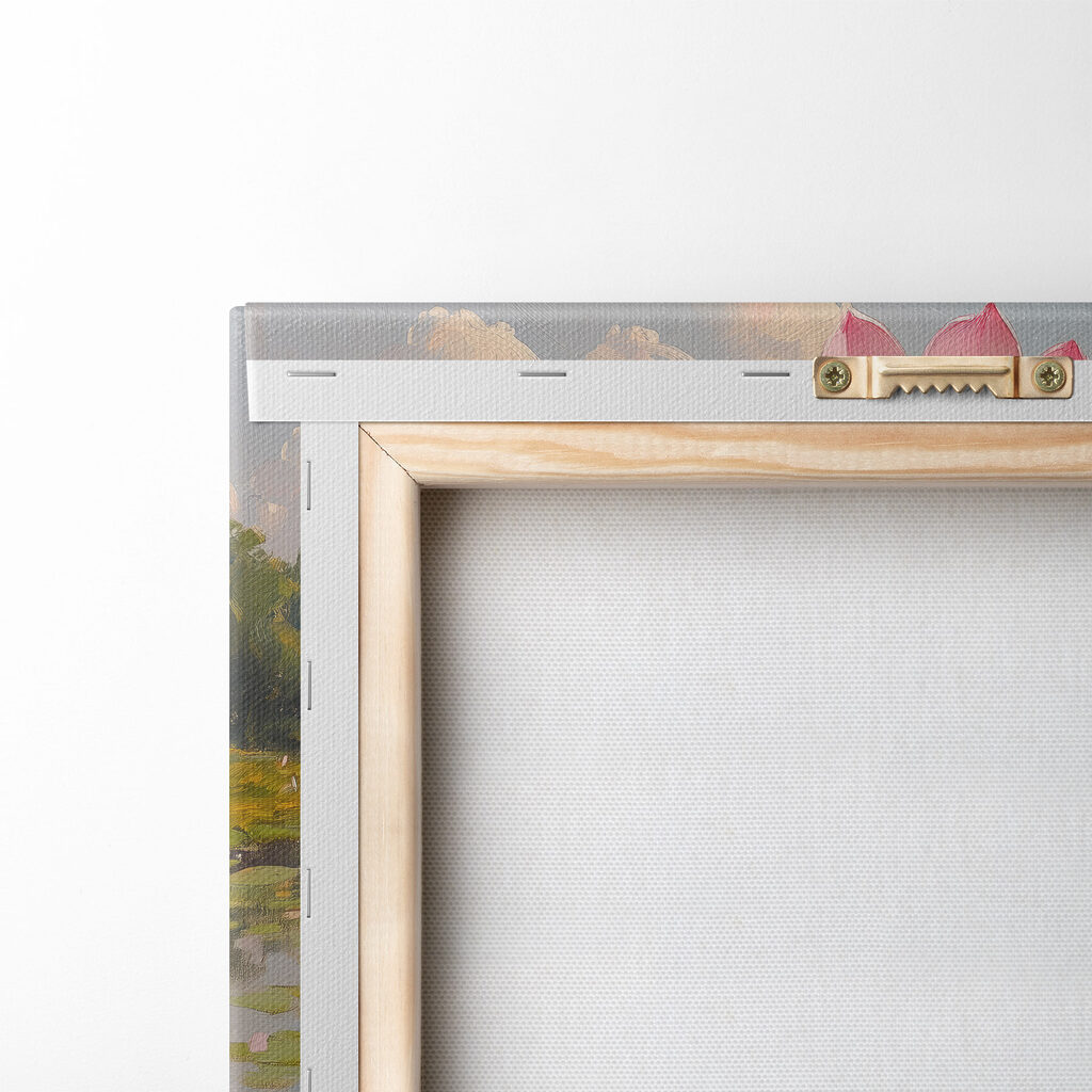 Pink flowers on a lake