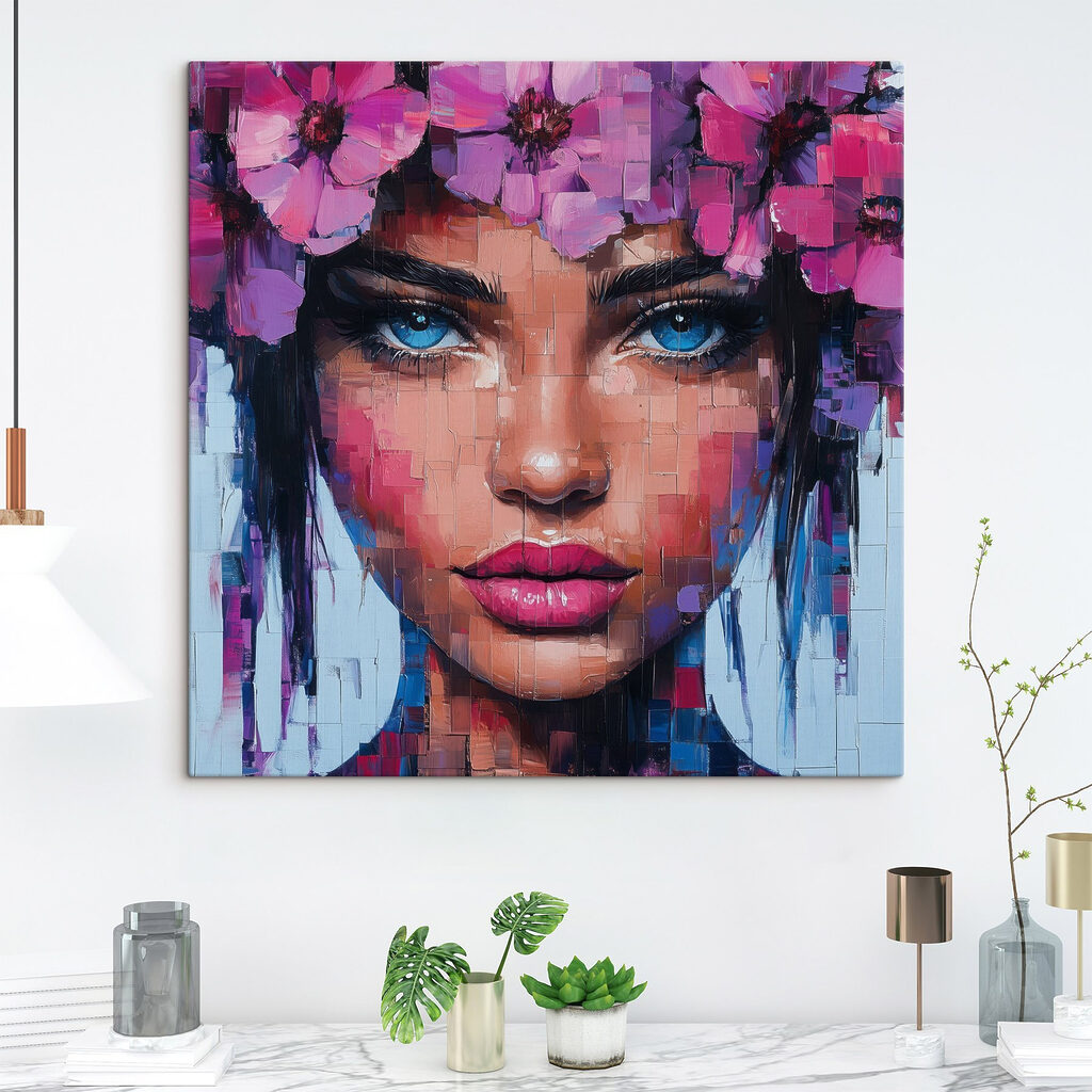 Painting of a woman with flowers in her hair