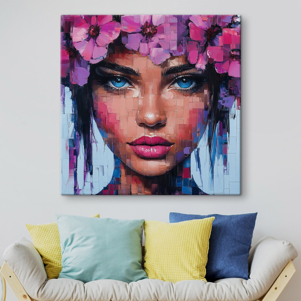 Painting of a woman with flowers in her hair